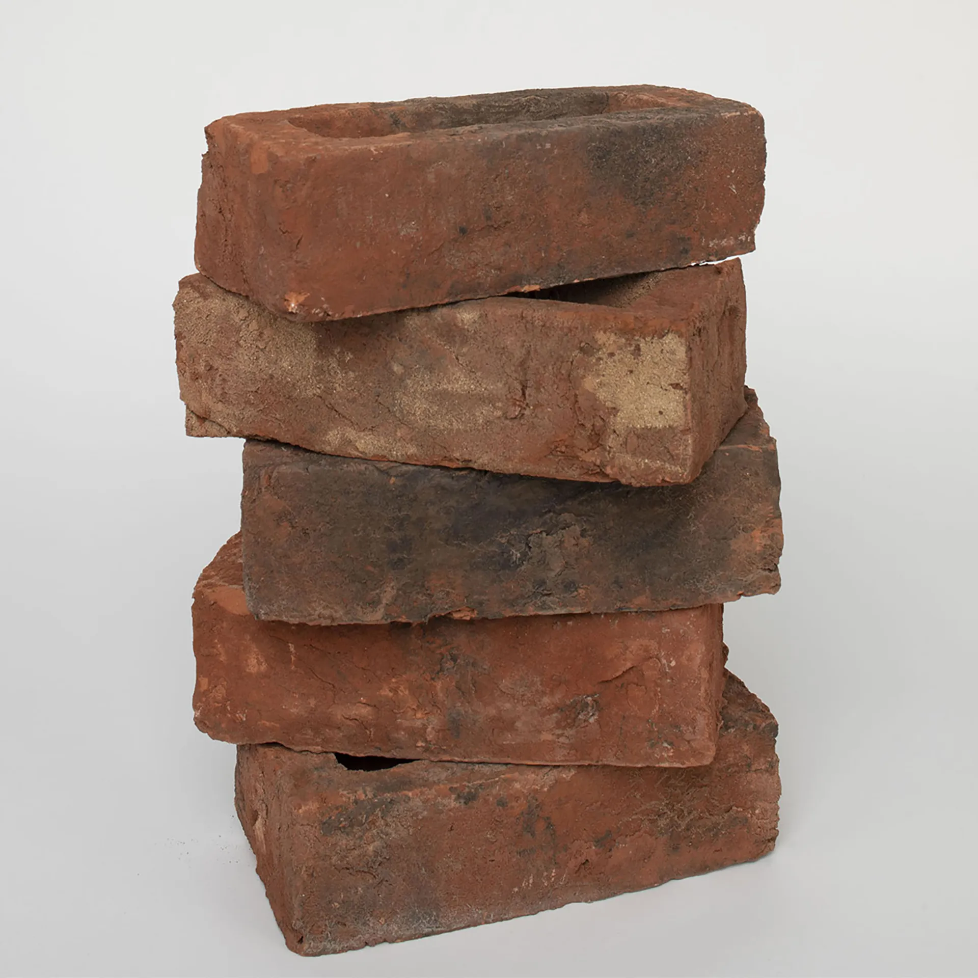smoked red brick stack